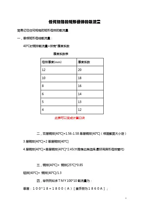 铜排载流量