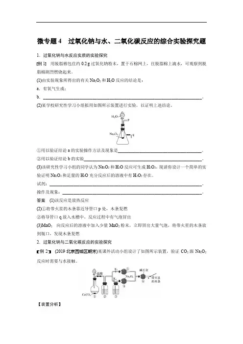 微专题4 过氧化钠与水、二氧化碳反应的综合实验探究题
