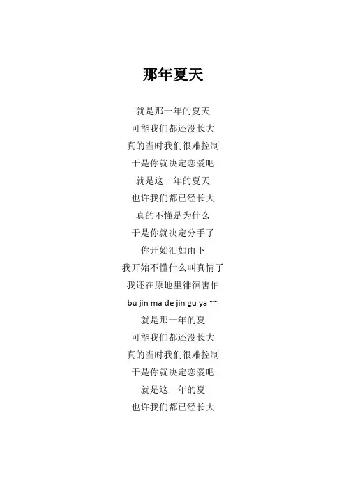张杰《那年夏天》歌词(专辑：第1张)