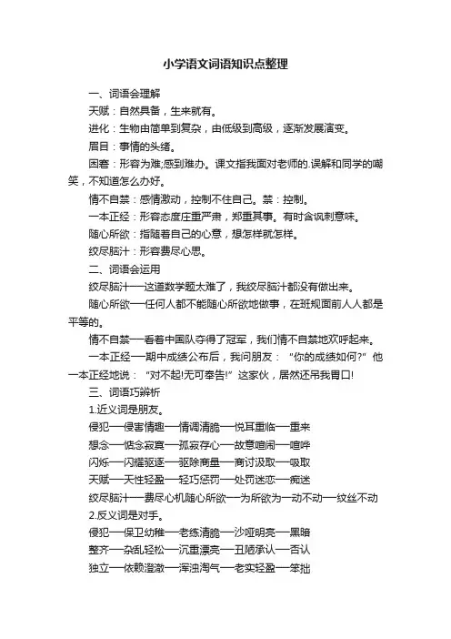 小学语文词语知识点整理