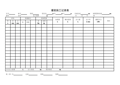 灌浆施工资料表格