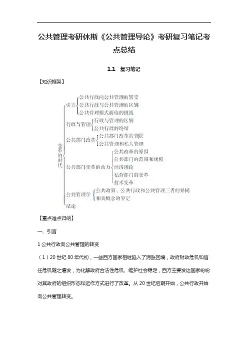 公共管理考研休斯《公共管理导论》考研复习考点总结