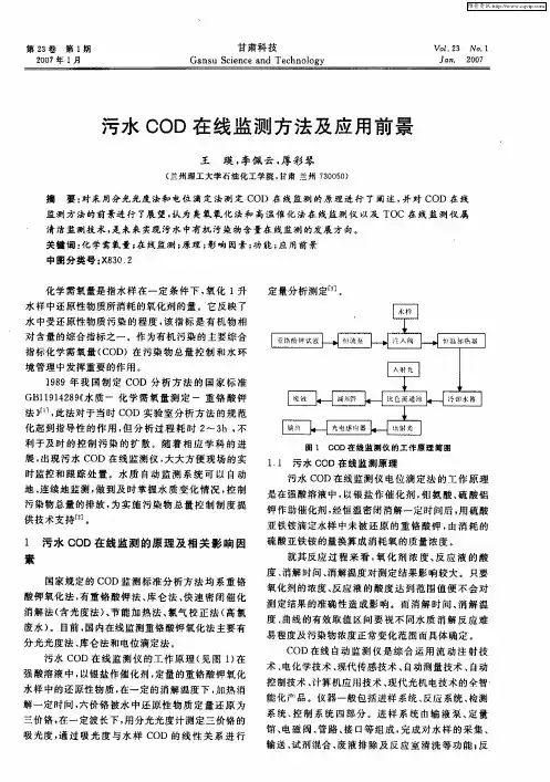 污水COD在线监测方法及应用前景