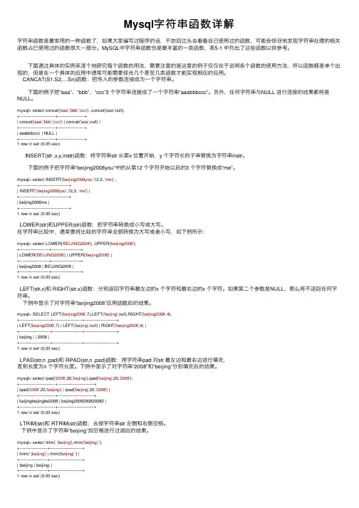 Mysql字符串函数详解