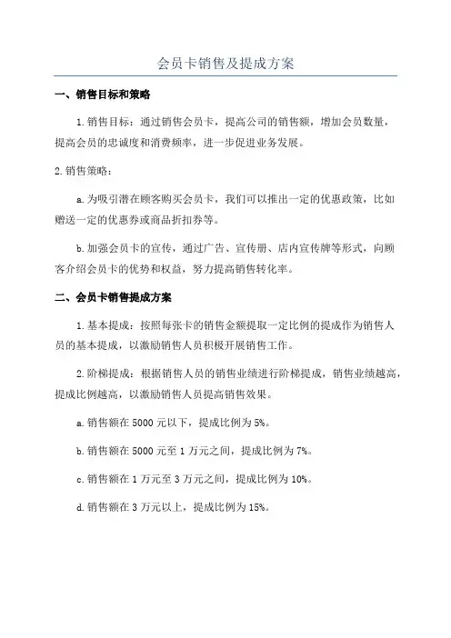 会员卡销售及提成方案