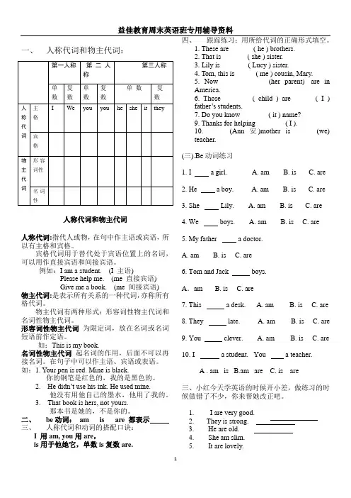 人称代词和物主代词
