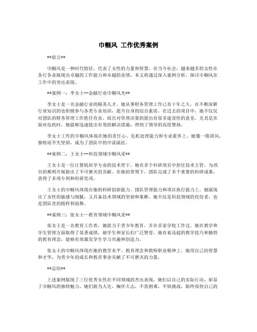 巾帼风 工作优秀案例
