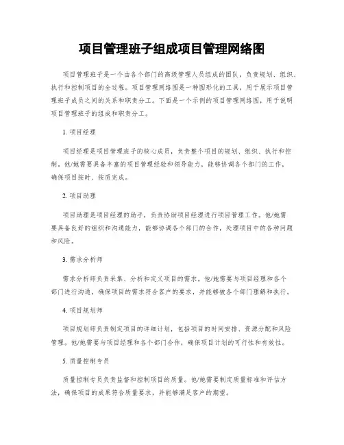项目管理班子组成项目管理网络图