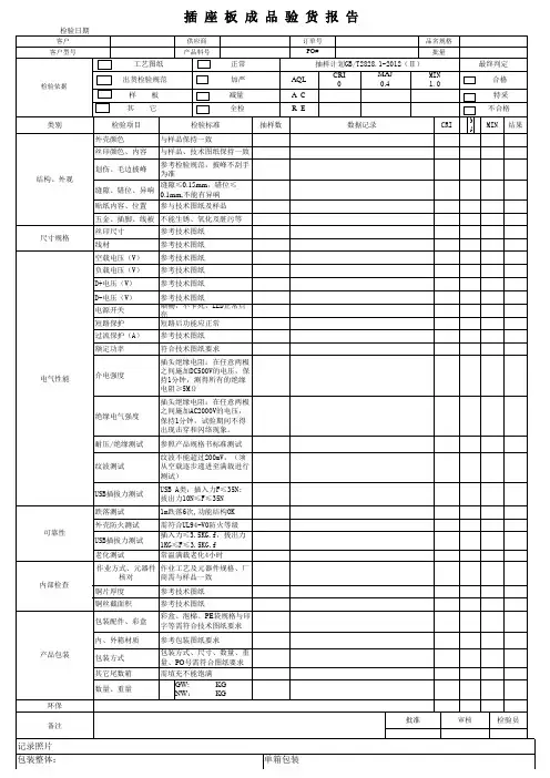 插座板成品检验报告