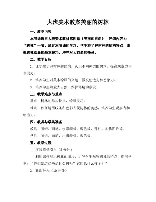 大班美术教案美丽的树林