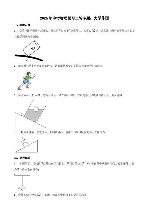 2024年中考物理复习二轮专题：力学作图(含答案)