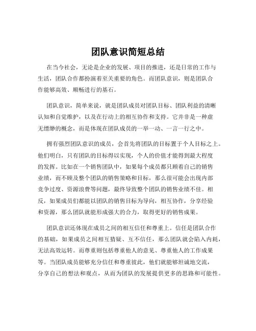 团队意识简短总结