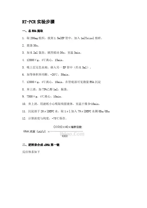 RT-PCR实验步骤