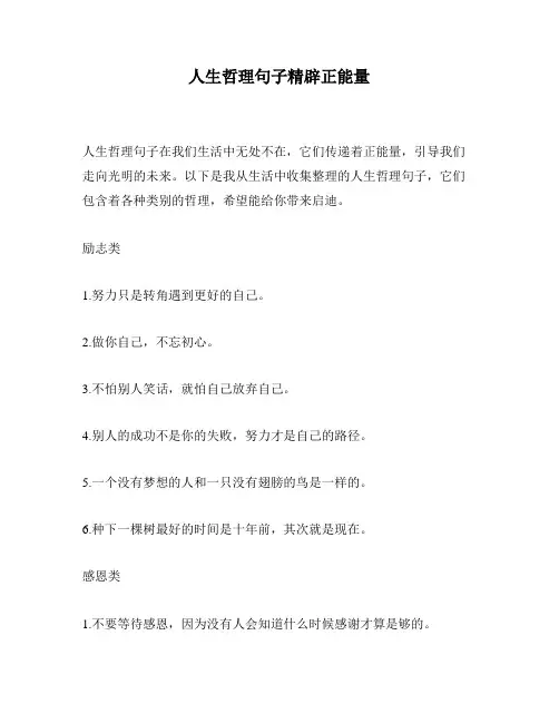 人生哲理句子精辟正能量