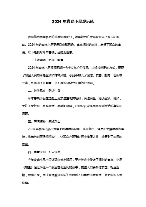 2024年春晚小品观后感