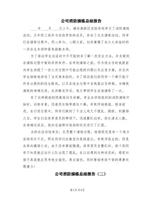 公司消防演练总结报告(3篇)