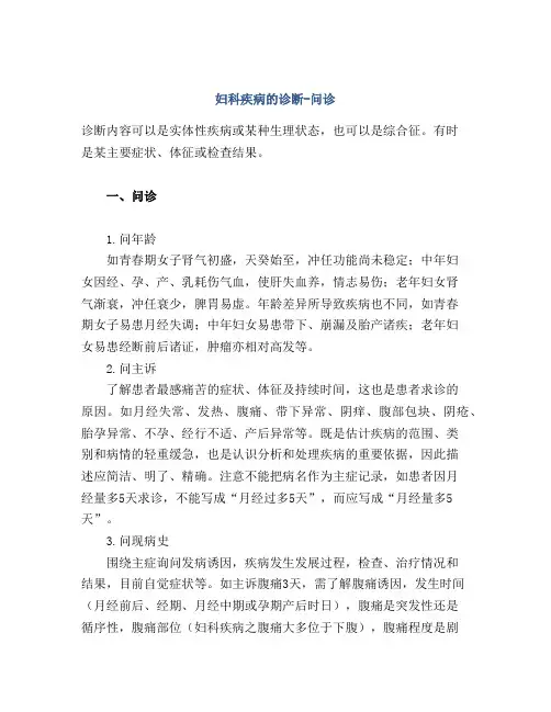 妇科疾病的诊断-问诊