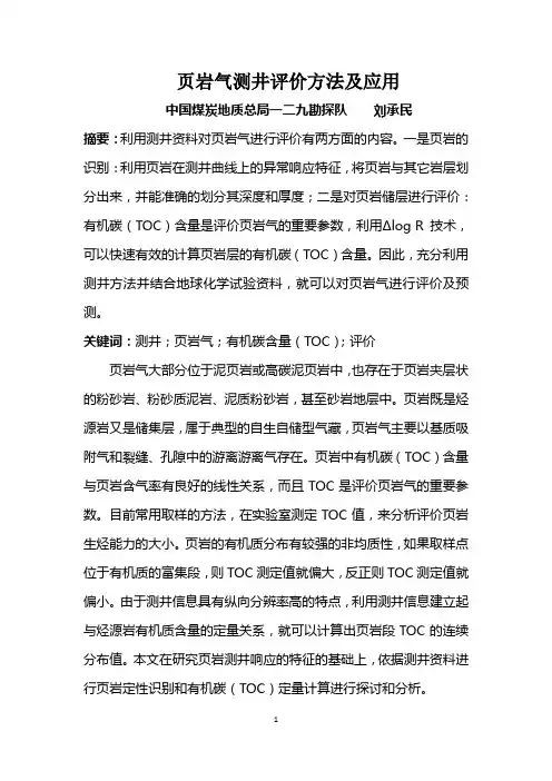 页岩气测井评价方法及应用