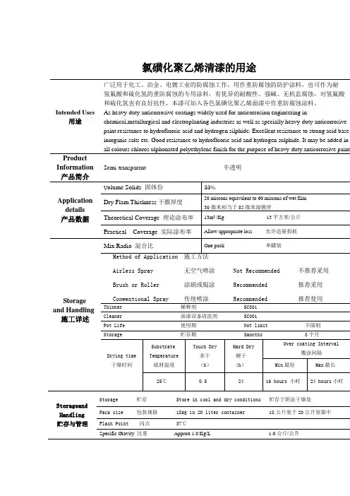 氯磺化聚乙烯清漆用途