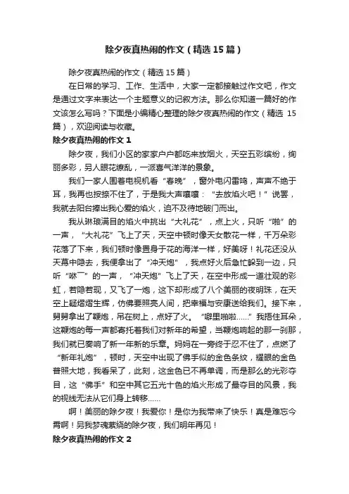 除夕夜真热闹的作文（精选15篇）