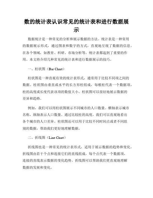 数的统计表认识常见的统计表和进行数据展示