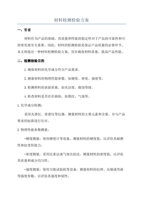 材料检测检验方案