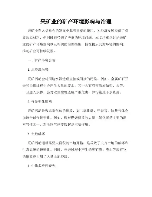 采矿业的矿产环境影响与治理