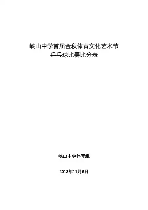 学生100份乒乓球比赛单打计分表