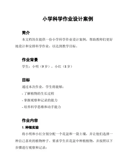 小学科学作业设计案例