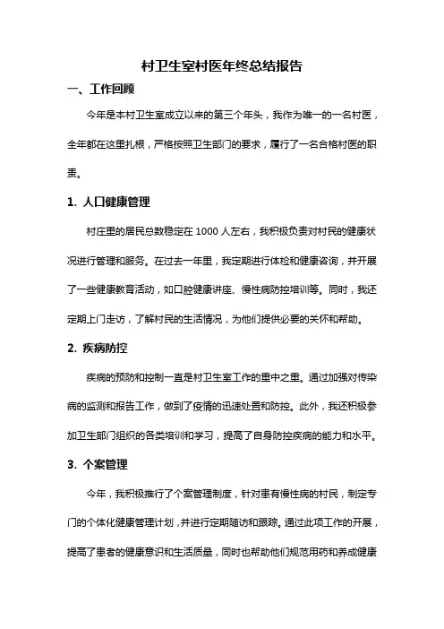 村卫生室村医年终总结报告