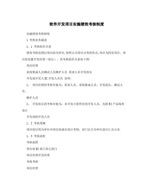 软件开发项目实施绩效考核制度