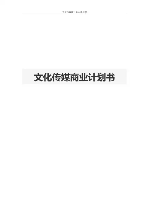 文化传媒项目商业计划书