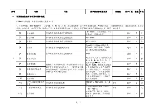 火力发电厂(2×300MW)热工试验室设备清单(2013年3月)...