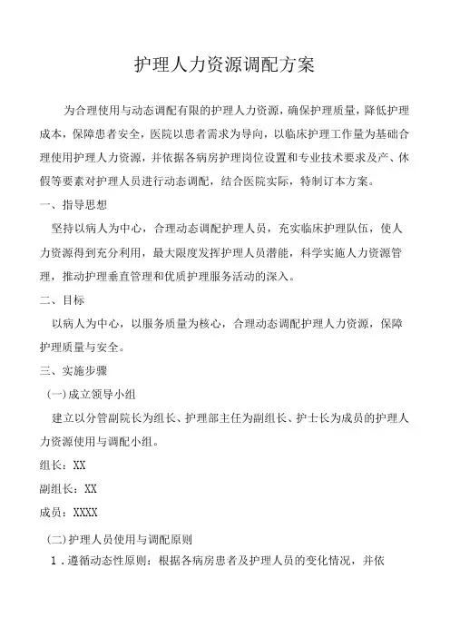 护理人力资源调配方案