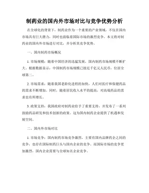 制药业的国内外市场对比与竞争优势分析