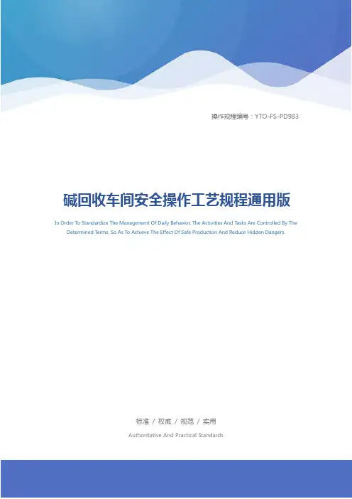 碱回收车间安全操作工艺规程通用版