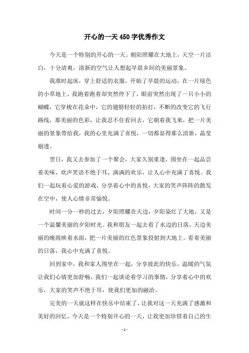 开心的一天450字优秀作文