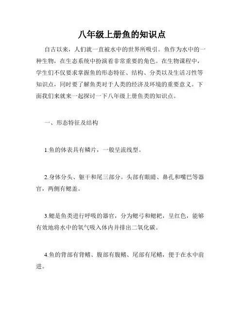 八年级上册鱼的知识点