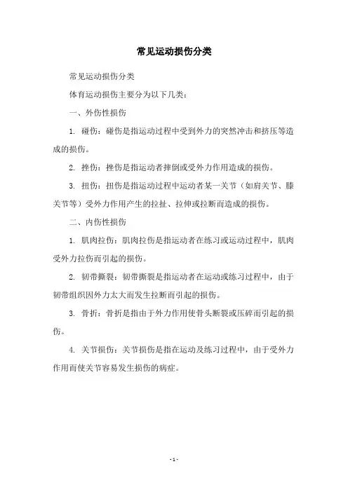 常见运动损伤分类