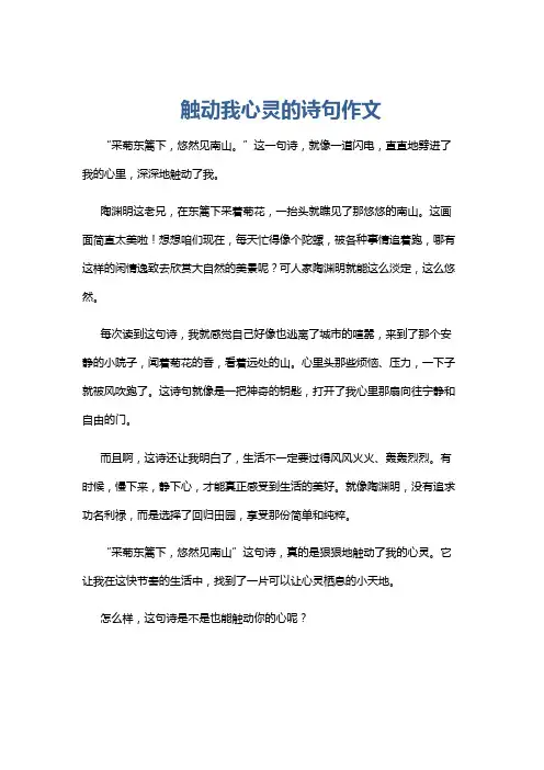 触动我心灵的诗句作文