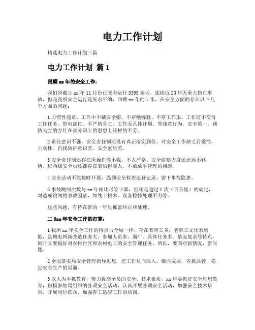 电力工作计划