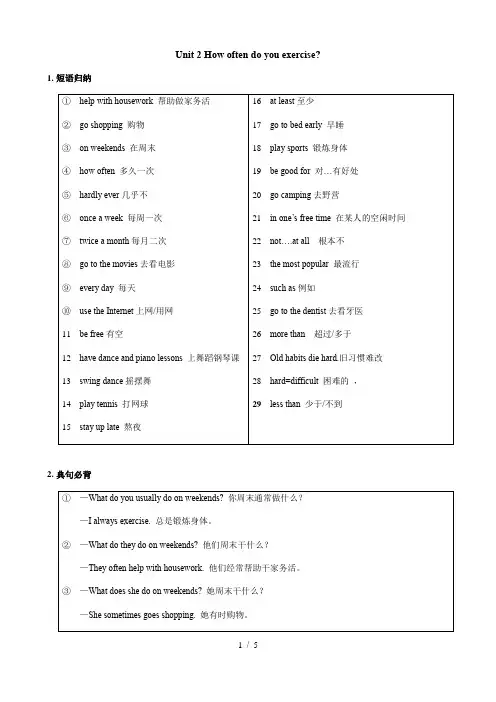 人教版八年级上册英语Unit 2 知识点语法归纳总结