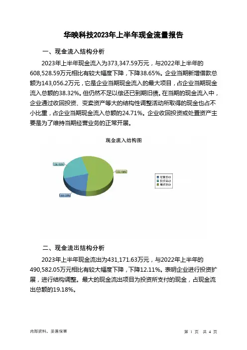 000536华映科技2023年上半年现金流量报告