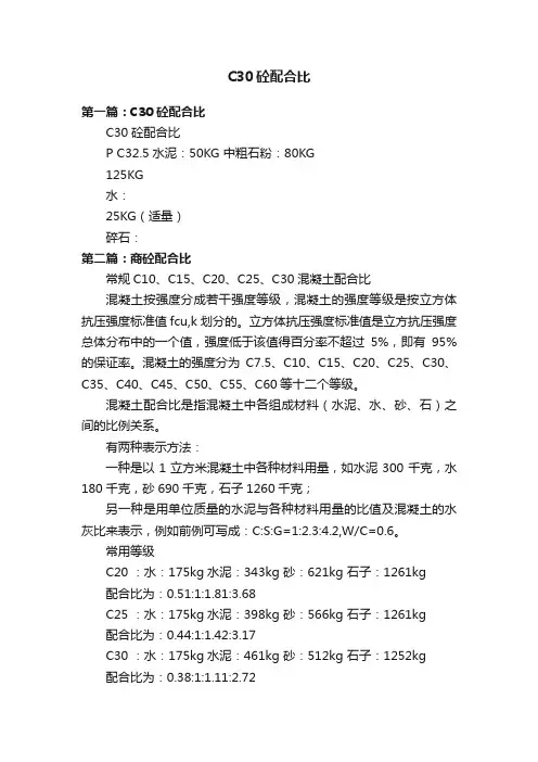 C30砼配合比