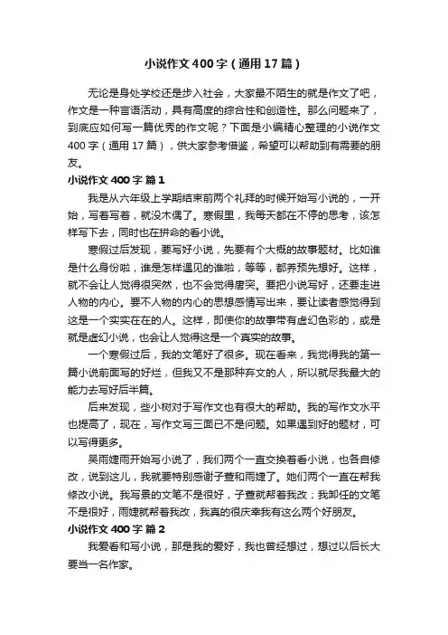 小说作文400字（通用17篇）