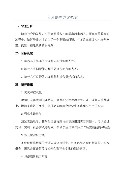 人才培养方案范文