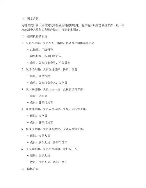 烟厂消防演练预案模板范文