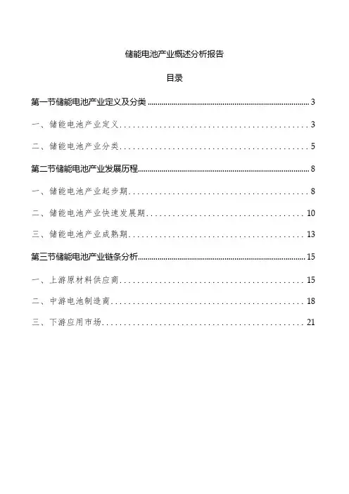 储能电池产业概述分析报告