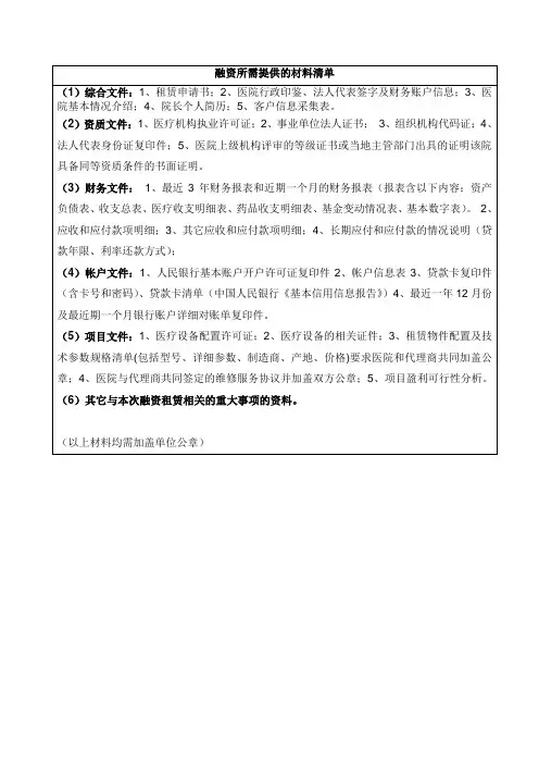 资料清单