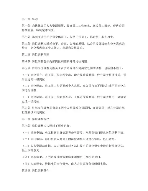 员工岗位调整动态管理制度